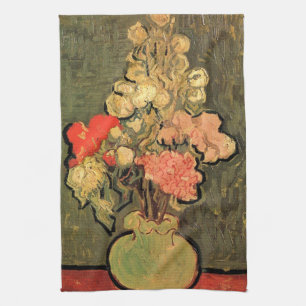 Paño De Cocina Vase con patas Rosas por Vincent van Gogh