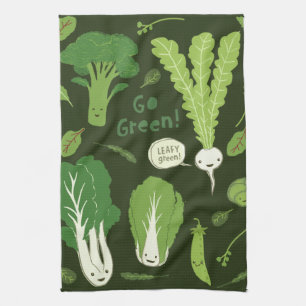 Paño De Cocina ¡Ve Verde! (¡Verde Hoja!) Verduras Felices