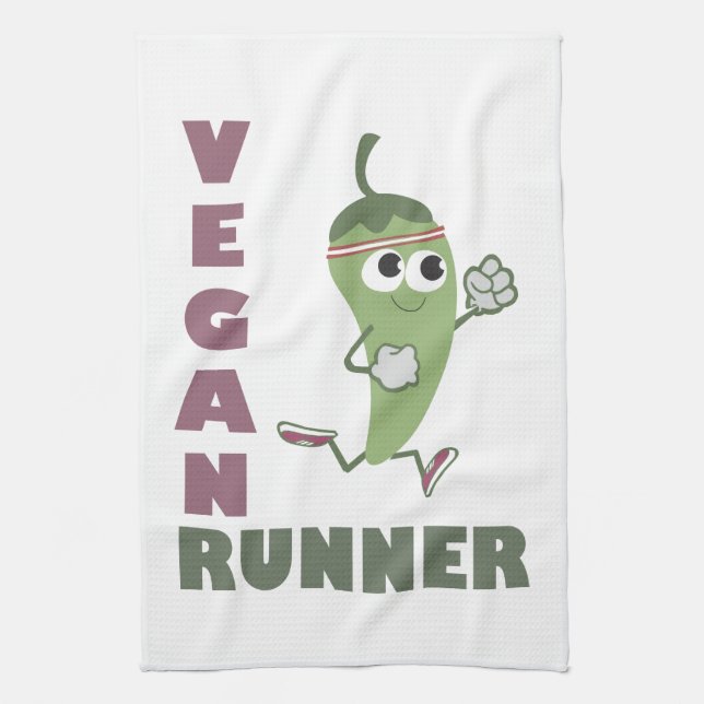 Paño De Cocina Vegan Runner - Corriendo Pepper (Vertical)