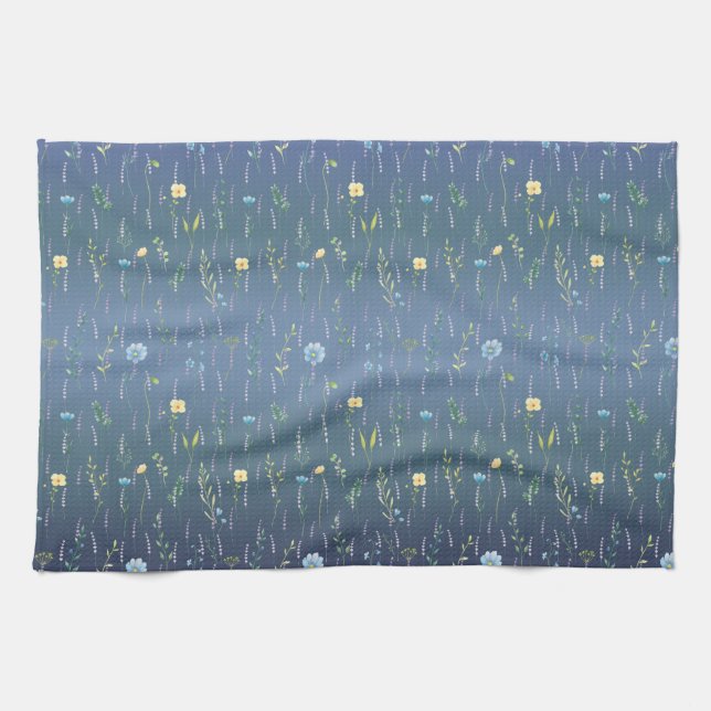 Paño De Cocina Vegetación Acuarela Rústica Flor Botánica floral (Horizontal)