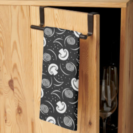 Paño De Cocina Vegetales de patrón de hongos blancos y negros