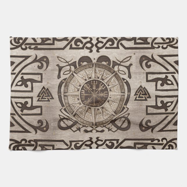 Paño De Cocina Vegvisir - Ornamento de brújula viking (Horizontal)