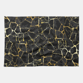 Paño De Cocina Vena de oro Kintsugi negro
