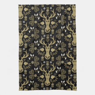 Paño De Cocina Venado de arte popular escandinavo moderno