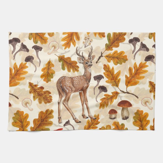 Paño De Cocina Venado en el bosque otoñal (Horizontal)