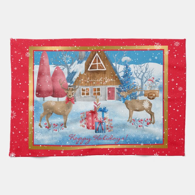 Paño De Cocina Venado y regalos en Personalizar de vacaciones por (Horizontal)