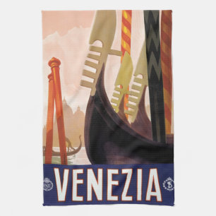 Paño De Cocina Venezia, Venecia, Italia Gondolas Arte de Viaje An