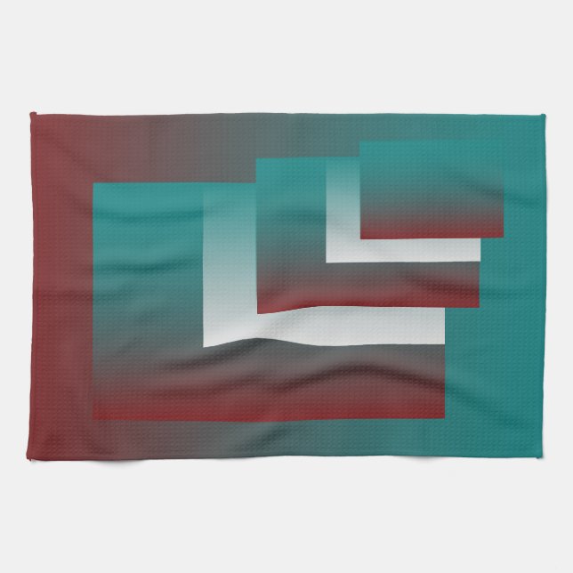 Paño De Cocina Ventanas en blanco burdeos verde azulado (Horizontal)