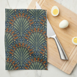 Paño De Cocina Ventilador de vieiras bohemias, oliva, roya, azul