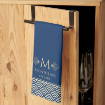 Ventilador japonés azul marino y oro Art déco pers