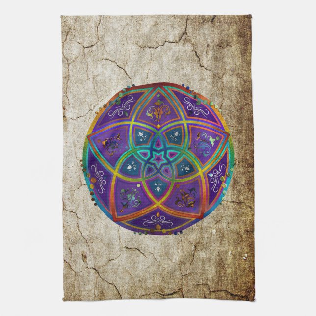 Paño De Cocina Venus Flower of Love fineART Oriental Antique lila (Vertical)