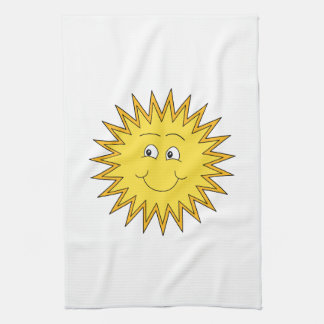 Paño De Cocina Verano amarillo Sun con una cara feliz