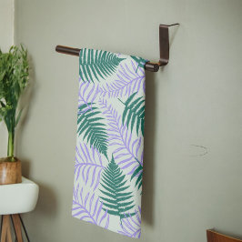 Paño De Cocina Verano Botánico Fern Tropical Púrpura Verde