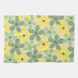 Paño De Cocina Verano Botánico Floral Tropical Amarillo Verde