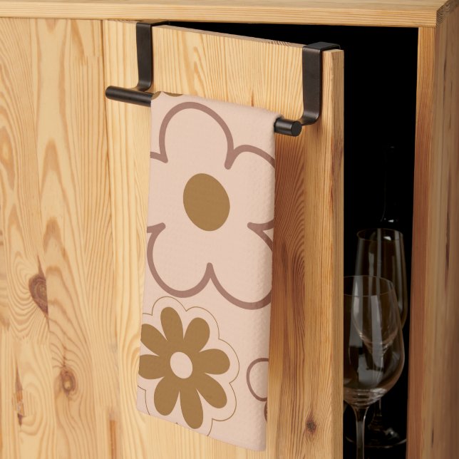 Paño De Cocina Verano Botánico Floral Tropical Marrón (Pliegue de tercios)