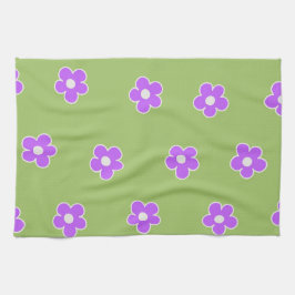 Paño De Cocina Verano Botánico Floral Verde Púrpura Tropical