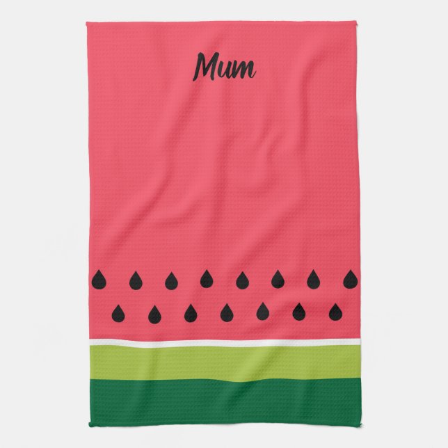 Paño De Cocina Verano Coral Pink Green Watermellage Fruto Slice (Vertical)