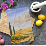 Paño De Cocina Verano italiano<br><div class="desc">El verano italiano es una pintura al óleo sobre lienzos de un paisaje italiano en verano. Amo Italia y me encanta el senderismo. Durante mis vacaciones visité la Toscana muchas veces y disfruté del hermoso paisaje con sus sorprendentes olivares. Pinté un paisaje de cipreses toscanos italiano con montañas, campos de...</div>