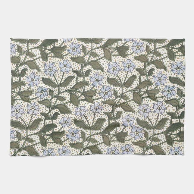 Paño De Cocina Verano Periwinkle Bonito Flor Elegante Floral (Horizontal)