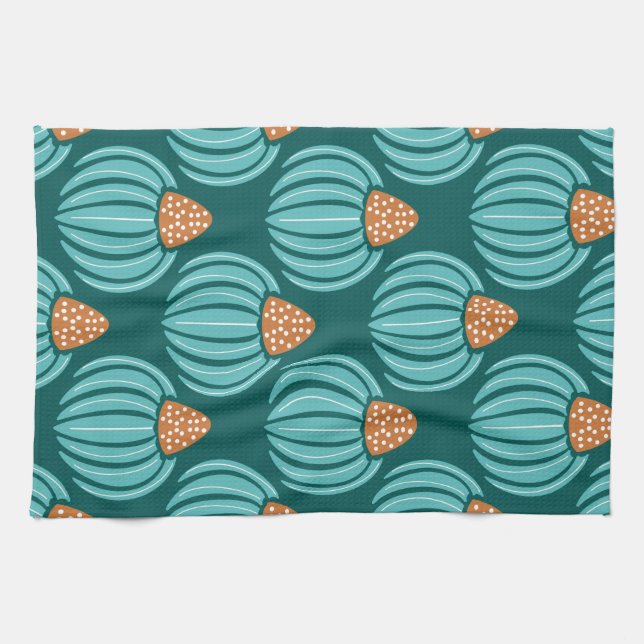 Paño De Cocina Verdant Whimsy Bud- Azul (Horizontal)