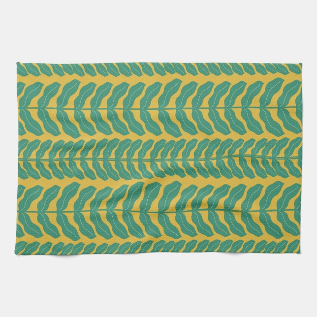 Paño De Cocina Verdant Whimsy deja amarillo (Horizontal)