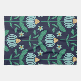 Paño De Cocina Verdant Whimsy Flor Cocina Azul