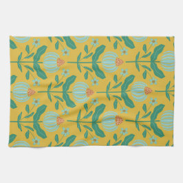 Paño De Cocina Verdant Whimsy Flowers Yellow