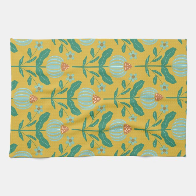Paño De Cocina Verdant Whimsy Flowers Yellow (Horizontal)