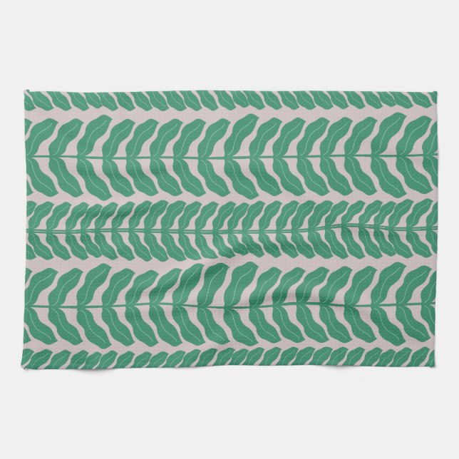 Paño De Cocina Verdant Whimsy Leaves - Rosa (Horizontal)
