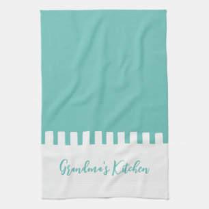 Paño De Cocina Verde azulado/blanco personalizable