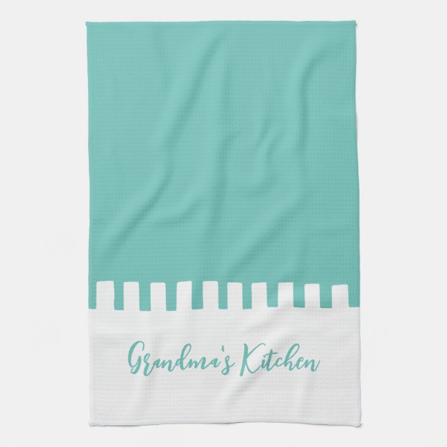 Paño De Cocina Verde azulado/blanco personalizable (Vertical)