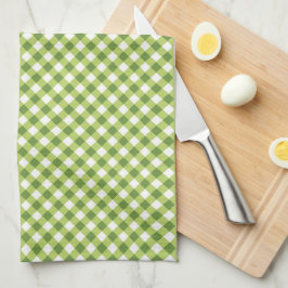 Paño De Cocina Verde Cuadros Simple Blanco