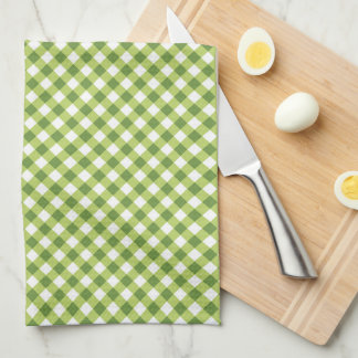 Paño De Cocina Verde Cuadros Simple Blanco