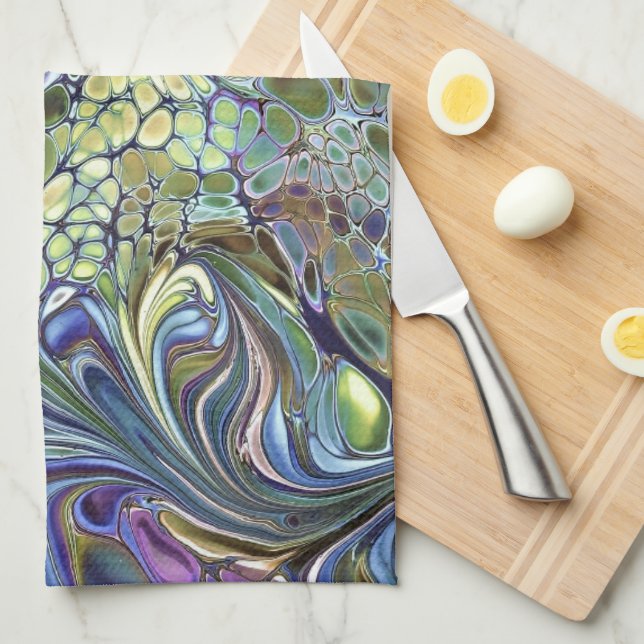 Paño De Cocina Verde jaula oliva, burdeos morado azul (Doblado Cuarto)