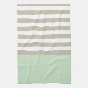 Paño De Cocina Verde menta y modelo rayado gris neutral
