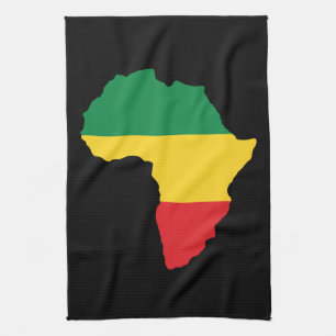Paño De Cocina Verde, oro y bandera roja de África