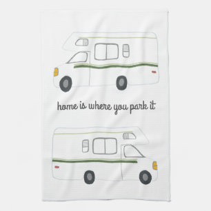 Paño De Cocina Verde retro de Motorhome rv Vanlife del campista