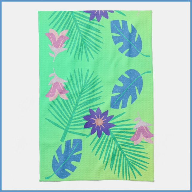 Paño De Cocina Verde rosa moderno y tropical púrpura (Subido por el creador)