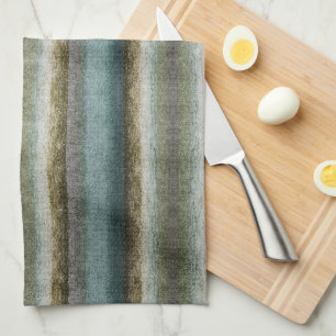 Paño De Cocina verde salvia turquesa gris taupe rayas granja