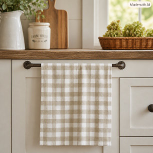 Paño De Cocina Verde Salvia y Blanco Patrón de Cuadro de Gingham