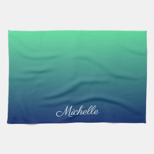 Paño De Cocina Verde y azul personalizados sombríos