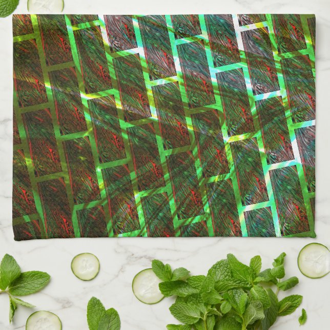 Paño De Cocina Verde y manchado, arañazos y efecto de pared (Doblado)