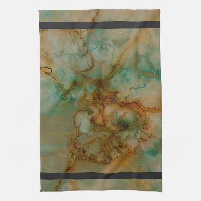 Paño De Cocina Verde y mármol del oro (Vertical)
