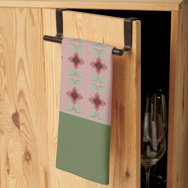 Paño De Cocina Verde y rosa (Pliegue de tercios)