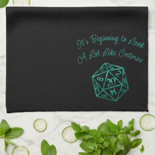 Paño De Cocina Verdes D20 Fantasía Tabletop Gamer Dice