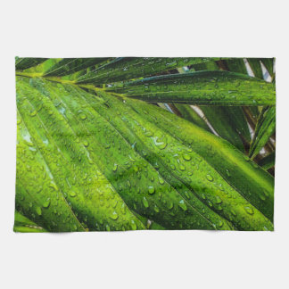 Paño De Cocina Verdes tropicales con gotas de lluvia