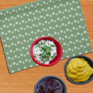 Paño De Cocina Verdes y copos de nieve blancos y sabrosos