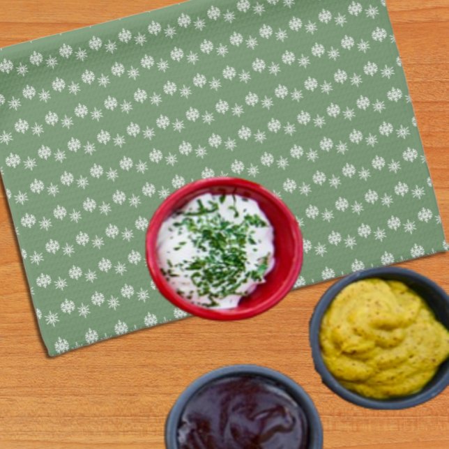 Paño De Cocina Verdes y copos de nieve blancos y sabrosos (Subido por el creador)