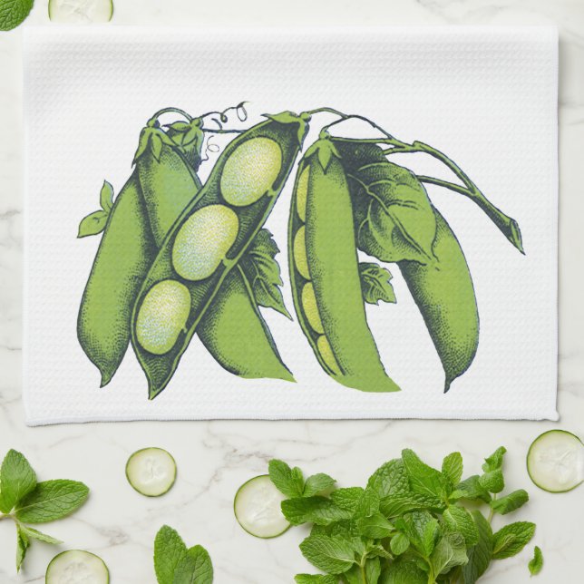 Paño De Cocina Verduras Antiguas; Frijoles Lima, Alimentos de Gra (Doblado)