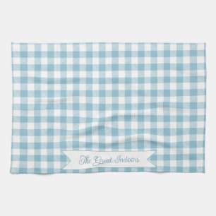 Paño De Cocina Verificación de Búfalo Azul Decorativo
